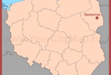Белосток на карте Польши