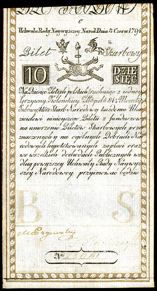 Первые бумажные деньги Польши - 10 злотых 1794 года